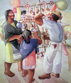 Comprando globos, de Roberto Ossaye
