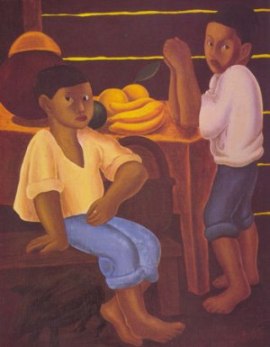 Niños con bodegón de bananos, de Francisco Amighetti