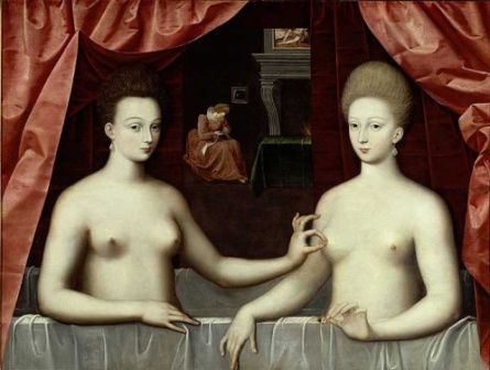 Gabrielle d' Estrées y su hija, anónimo francés de la Escuela de Fontainebleau