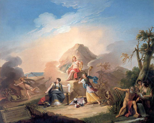Alegoría del Teatro con Apolo, Talía y Melpómene, de Zacarías González Velázquez