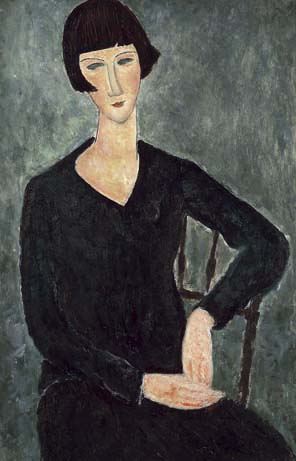 Mujer sentada con vestido azul, de Amadeo Modigliani
