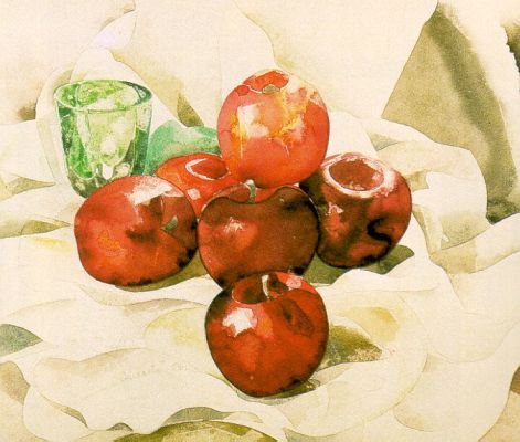Bodegón con manzanas y vaso verde, de Charles Demuth